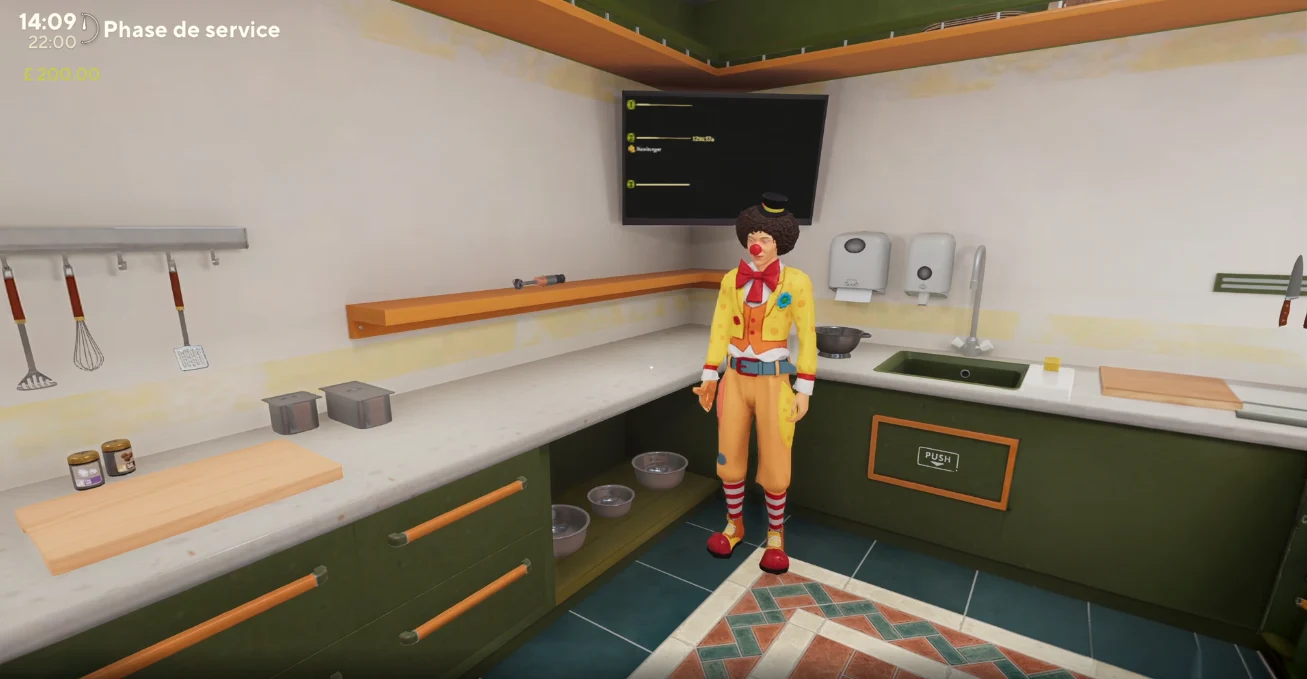 Un costume de clown dans le jeu Cooking Simulator 2 better together